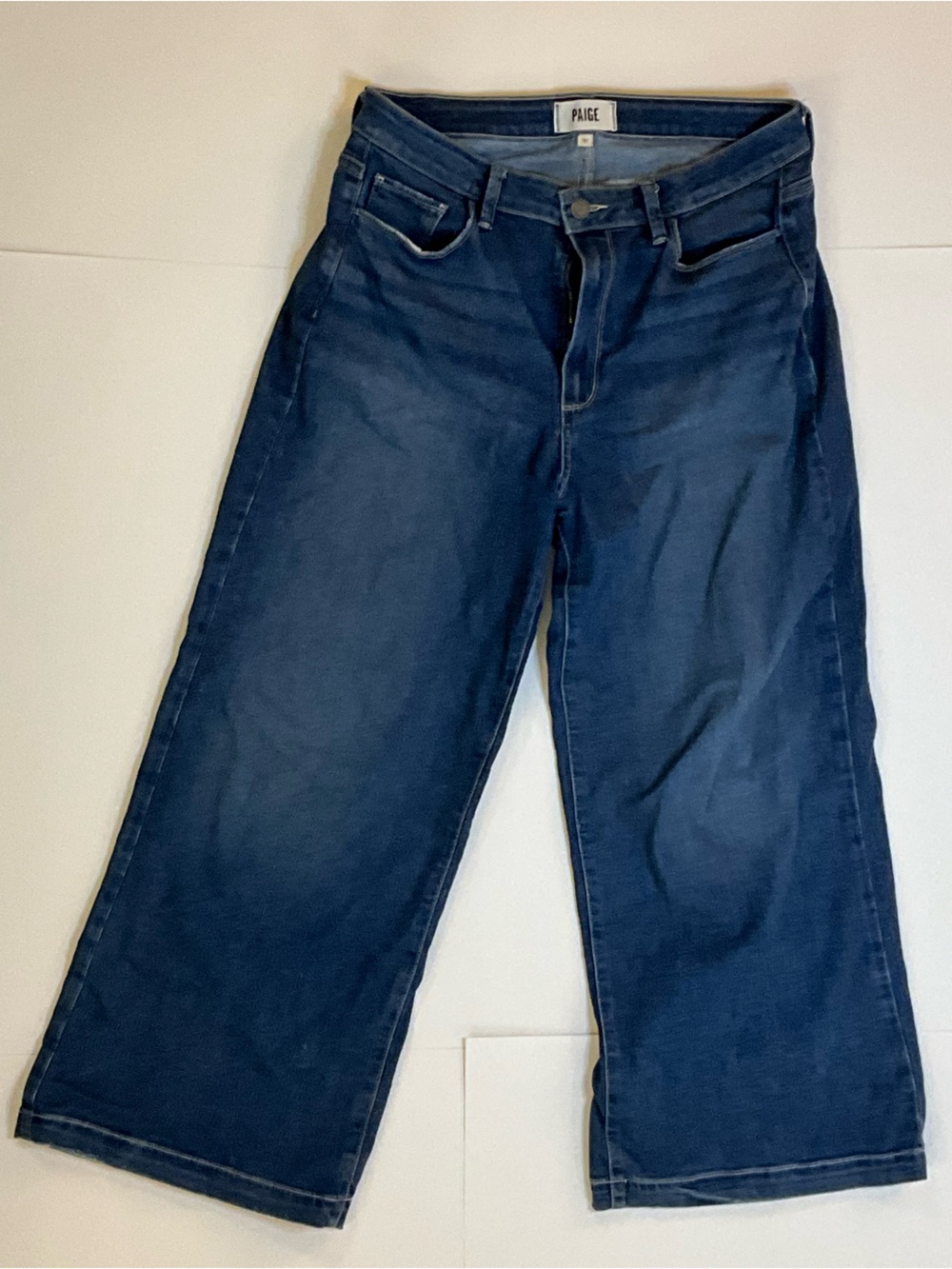 PAIGE Aneesa Dark Wash Ankle Wide Jeans Women’s Size 31 Premium Denim - Picture 4 of 7